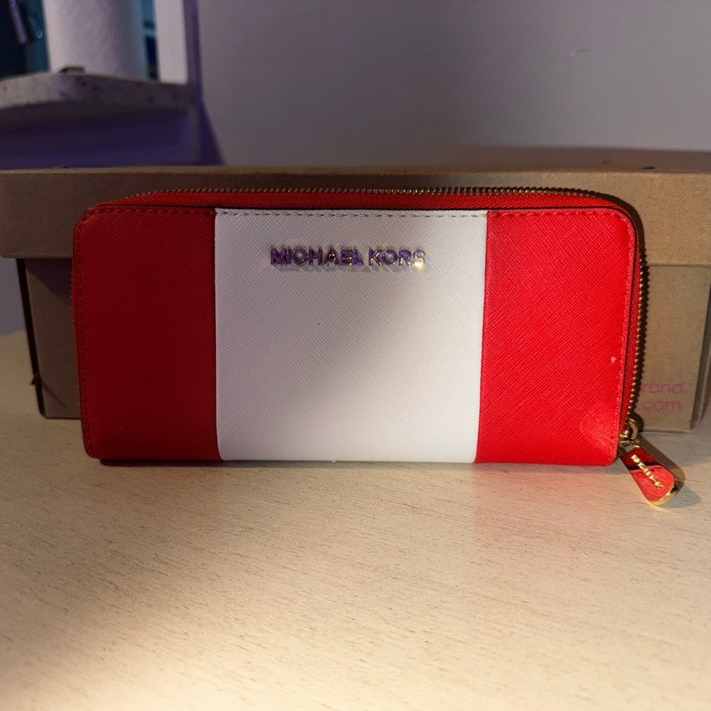 Michael Kors Red and White Wallet